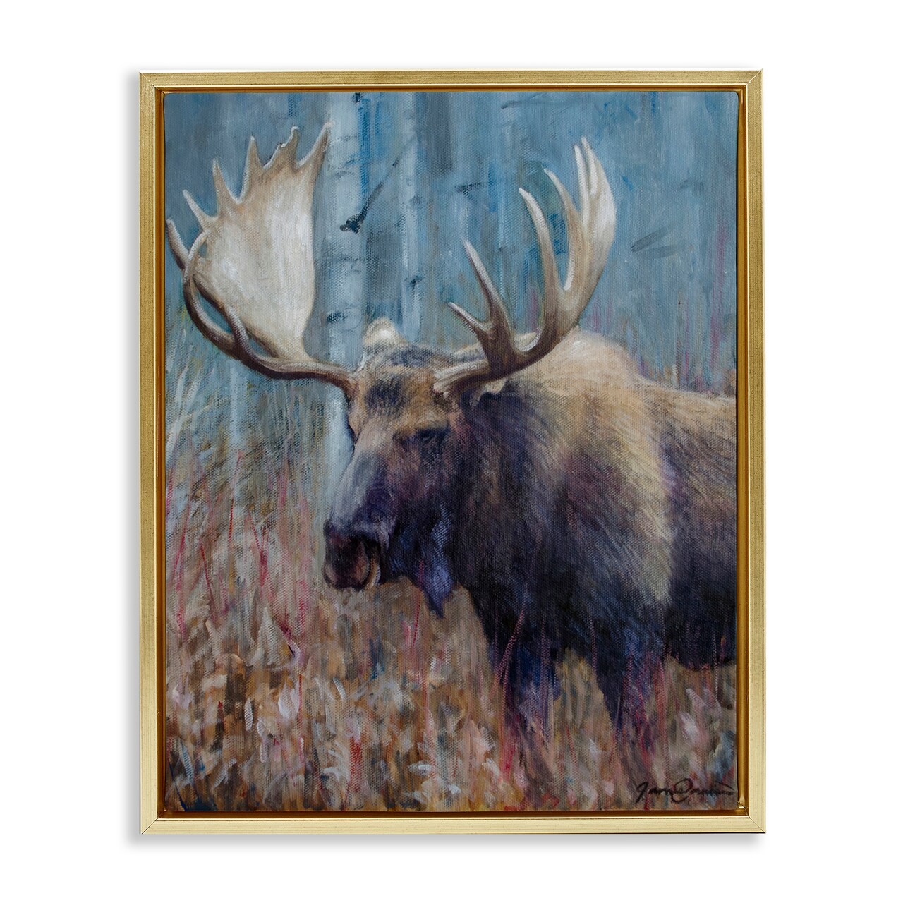 Stupell Industries Expressive Moose in Forest Floating Frame, design by James Corwin